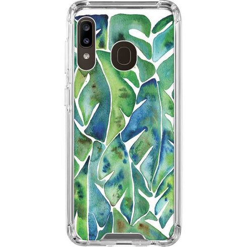 Cat Coq Tropical Leaves Galaxy A30 Clear Case