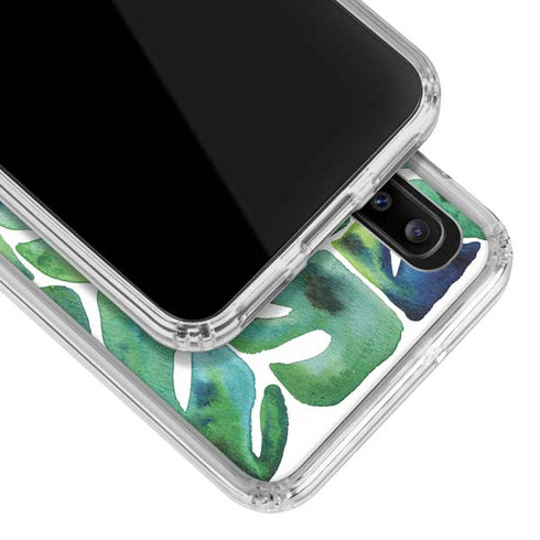 Cat Coq Tropical Leaves Galaxy A30 Clear Case
