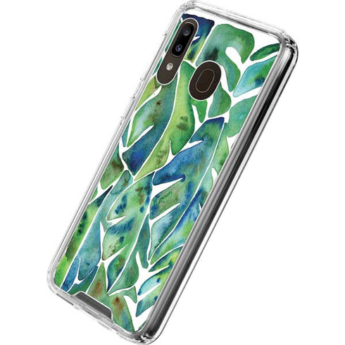 Cat Coq Tropical Leaves Galaxy A30 Clear Case