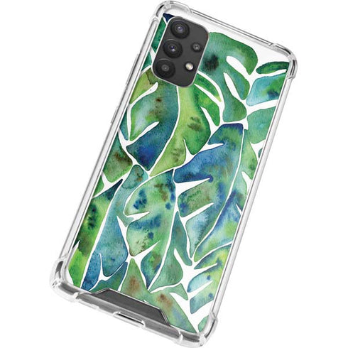 Cat Coq Tropical Leaves Galaxy A32 5G Clear Case