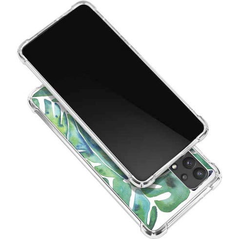 Cat Coq Tropical Leaves Galaxy A32 5G Clear Case