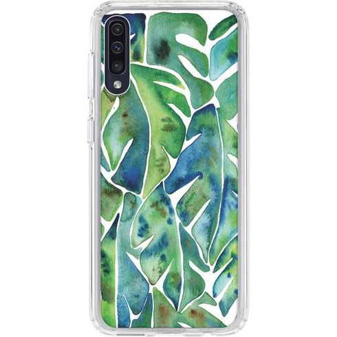 Cat Coq Tropical Leaves Galaxy A50 Clear Case