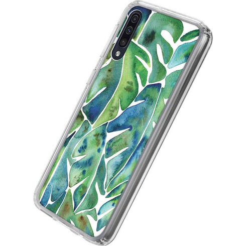 Cat Coq Tropical Leaves Galaxy A50 Clear Case