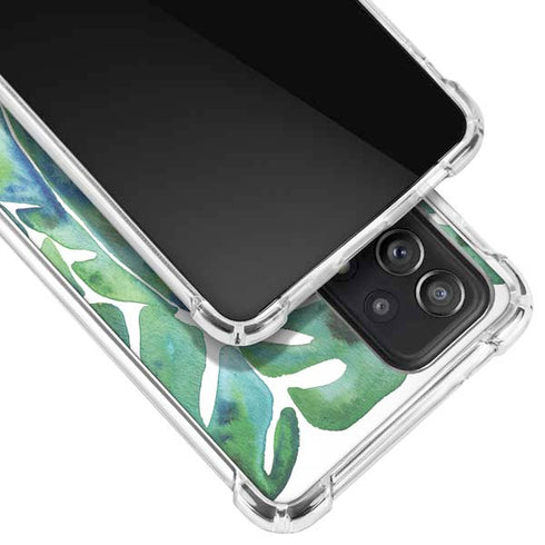 Cat Coq Tropical Leaves Galaxy A52 5G Clear Case