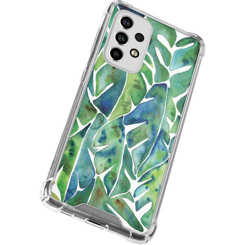 Cat Coq Tropical Leaves Galaxy A53 5G Clear Case