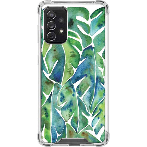 Cat Coq Tropical Leaves Galaxy A72 5G Clear Case