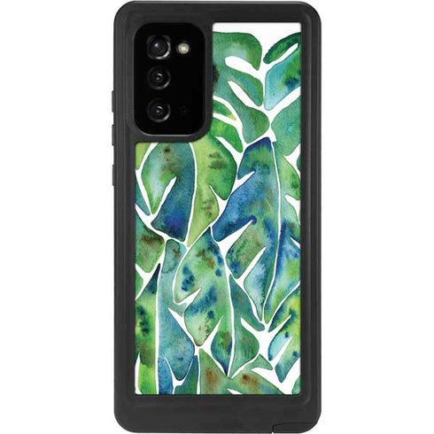 Cat Coq Tropical Leaves Galaxy Note20 5G Waterproof Case