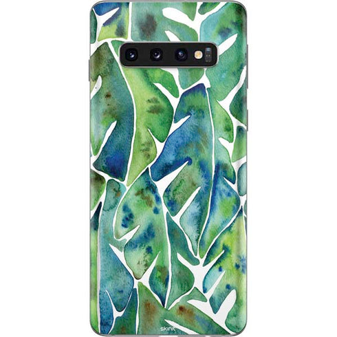 Cat Coq Tropical Leaves Galaxy S10 Skin
