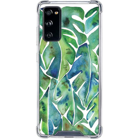 Cat Coq Tropical Leaves Galaxy S20 FE Clear Case