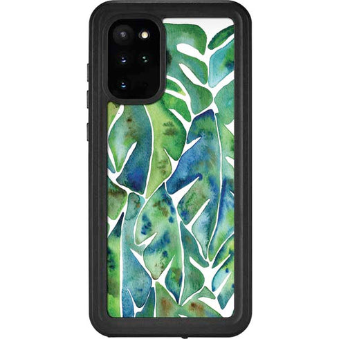 Cat Coq Tropical Leaves Galaxy S20 Plus Waterproof Case