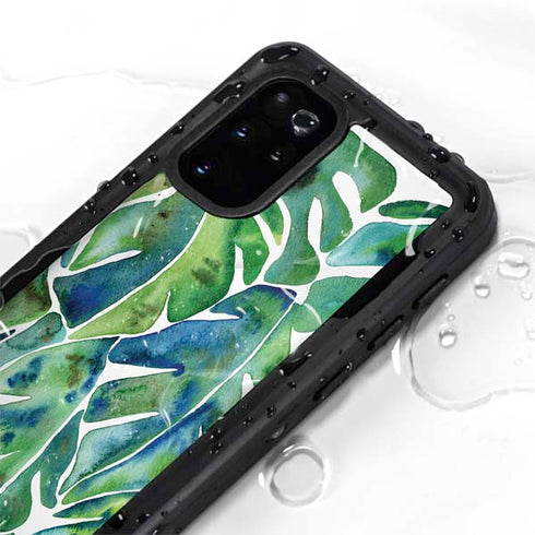 Cat Coq Tropical Leaves Galaxy S20 Plus Waterproof Case