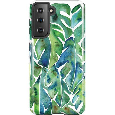 Cat Coq Tropical Leaves Galaxy S21 5G Pro Case