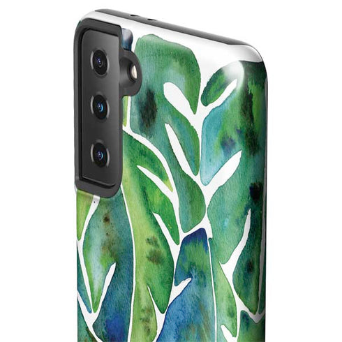 Cat Coq Tropical Leaves Galaxy S21 FE Pro Case