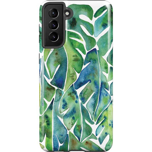 Cat Coq Tropical Leaves Galaxy S21 Plus 5G Pro Case