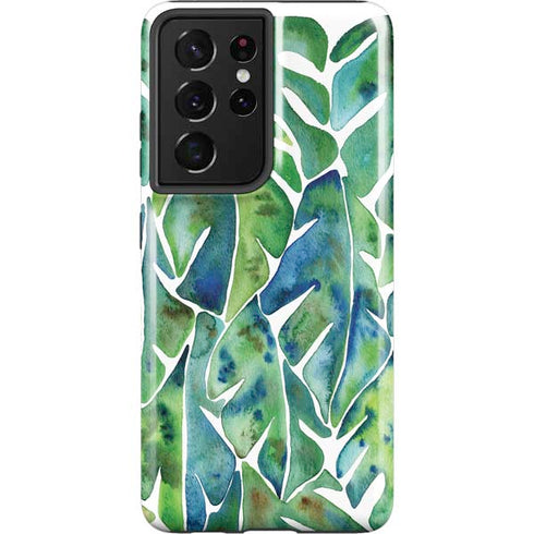 Cat Coq Tropical Leaves Galaxy S21 Ultra 5G Pro Case