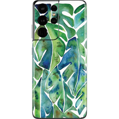 Cat Coq Tropical Leaves Galaxy S21 Ultra 5G Skin