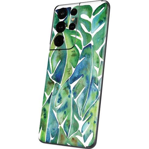 Cat Coq Tropical Leaves Galaxy S21 Ultra 5G Skin