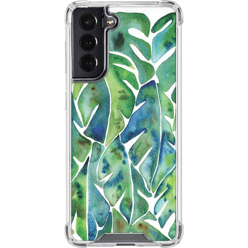 Cat Coq Tropical Leaves Galaxy S22 Clear Case