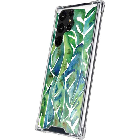 Cat Coq Tropical Leaves Galaxy S22 Ultra Clear Case