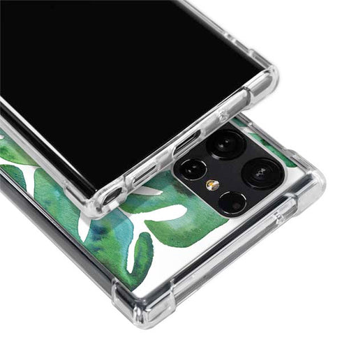 Cat Coq Tropical Leaves Galaxy S22 Ultra Clear Case