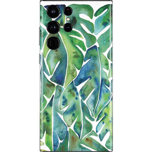 Cat Coq Tropical Leaves Galaxy S22 Ultra Skin