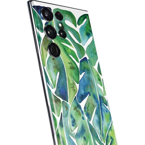 Cat Coq Tropical Leaves Galaxy S22 Ultra Skin