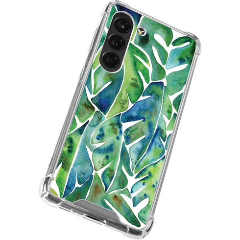 Cat Coq Tropical Leaves Galaxy S23 Clear Case