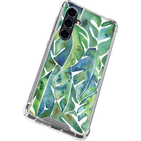 Tropical Leaves by Cat Coq Galaxy S23 FE Clear Case