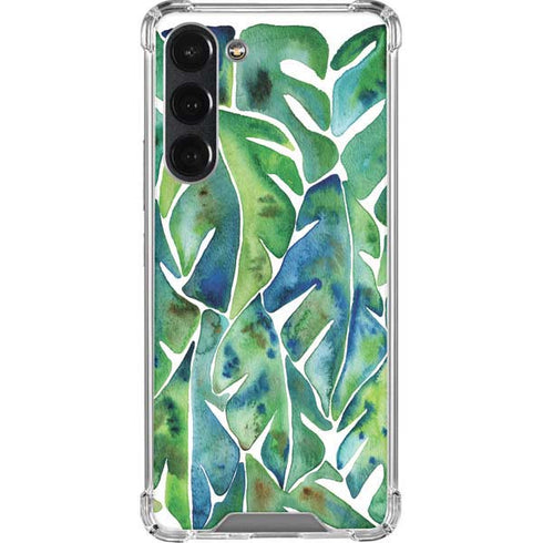 Cat Coq Tropical Leaves Galaxy S23 Plus Clear Case