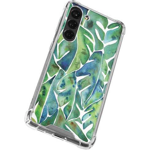 Cat Coq Tropical Leaves Galaxy S23 Plus Clear Case