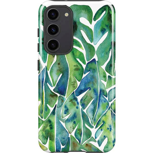 Cat Coq Tropical Leaves Galaxy S23 Plus Pro Case