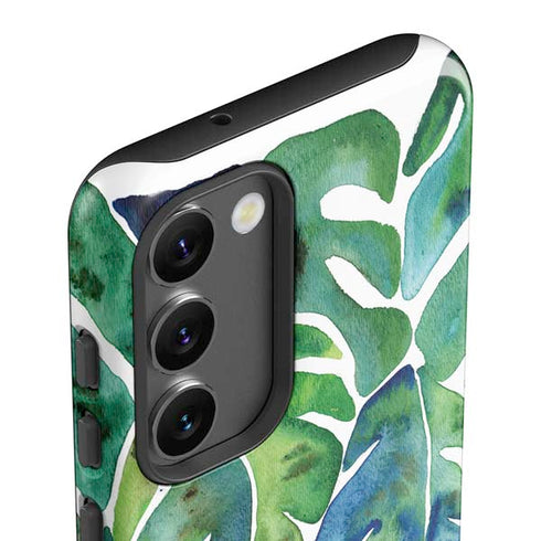Cat Coq Tropical Leaves Galaxy S23 Plus Pro Case