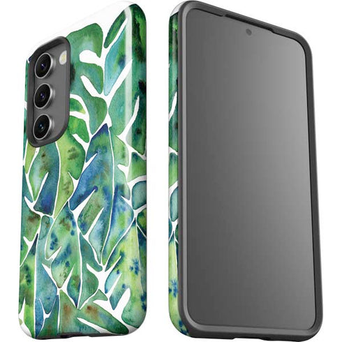 Cat Coq Tropical Leaves Galaxy S23 Plus Pro Case