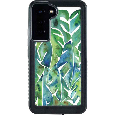 Cat Coq Tropical Leaves Galaxy S23 Plus Waterproof Case