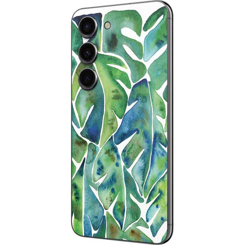Cat Coq Tropical Leaves Galaxy S23 Skin