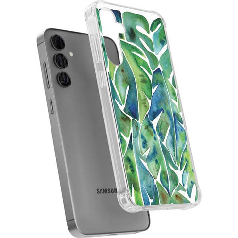 Tropical Leaves by Cat Coq Galaxy S24 Plus Clear Case