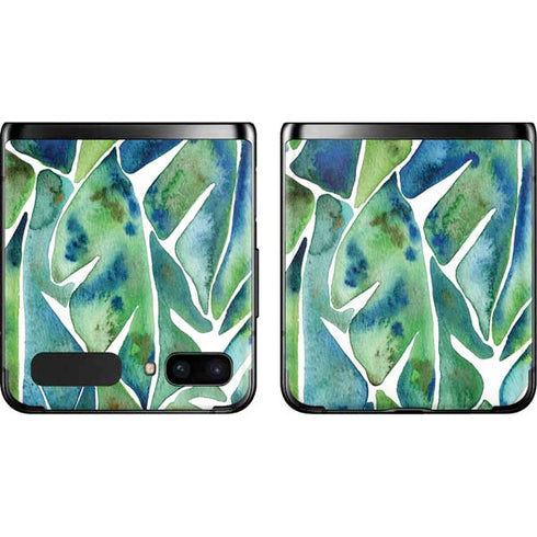 Cat Coq Tropical Leaves Galaxy Z Flip Skin