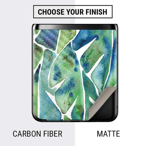 Cat Coq Tropical Leaves Galaxy Z Flip Skin