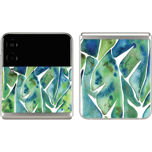 Cat Coq Tropical Leaves Galaxy Z Flip3 5G Skin