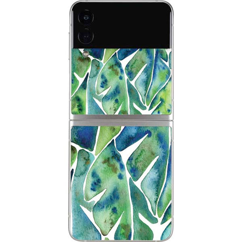 Cat Coq Tropical Leaves Galaxy Z Flip3 5G Skin