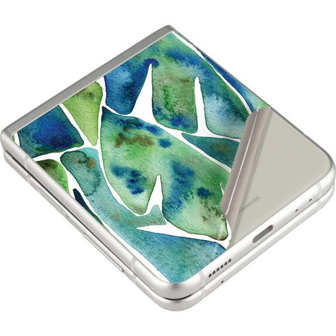 Cat Coq Tropical Leaves Galaxy Z Flip3 5G Skin