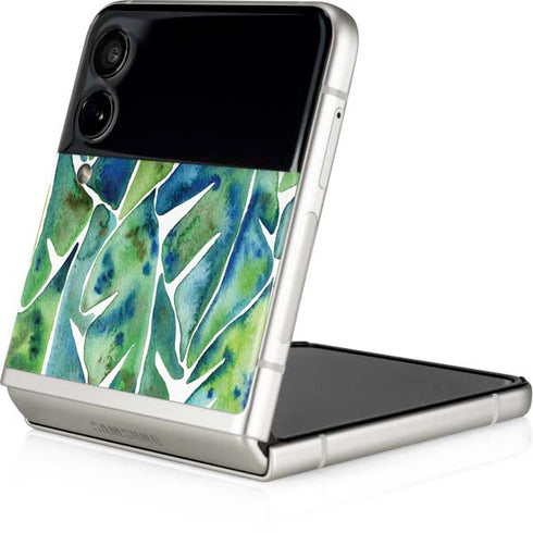 Cat Coq Tropical Leaves Galaxy Z Flip3 5G Skin