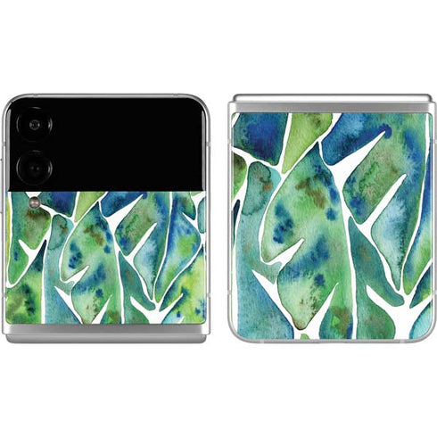 Cat Coq Tropical Leaves Galaxy Z Flip4 5G Skin