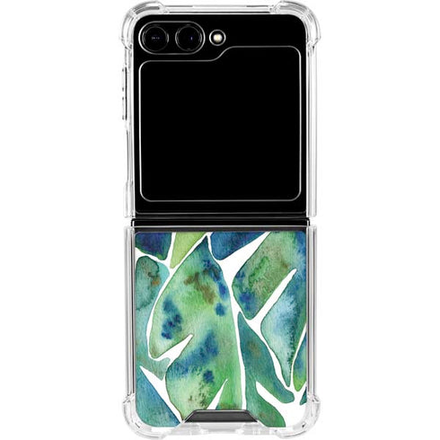 Tropical Leaves by Cat Coq Galaxy Z Flip5 5G Clear Case