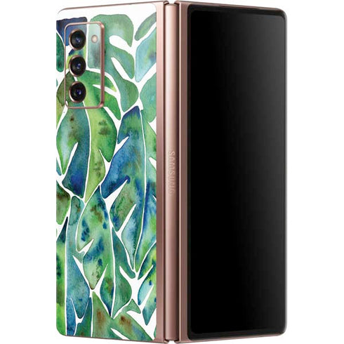 Cat Coq Tropical Leaves Galaxy Z Fold2 5G Skin