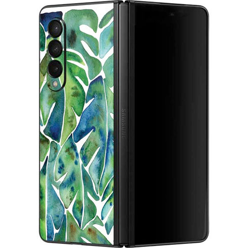 Cat Coq Tropical Leaves Galaxy Z Fold3 5G Skin