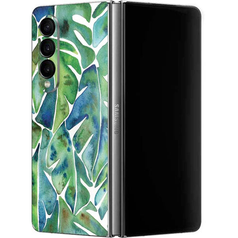 Cat Coq Tropical Leaves Galaxy Z Fold4 5G Skin