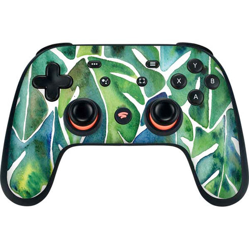Cat Coq Tropical Leaves Google Stadia Controller Skin