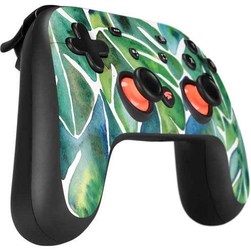 Cat Coq Tropical Leaves Google Stadia Controller Skin