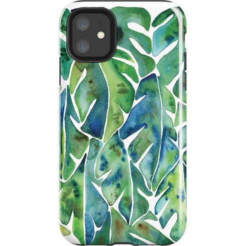 Cat Coq Tropical Leaves iPhone 11 Impact Case